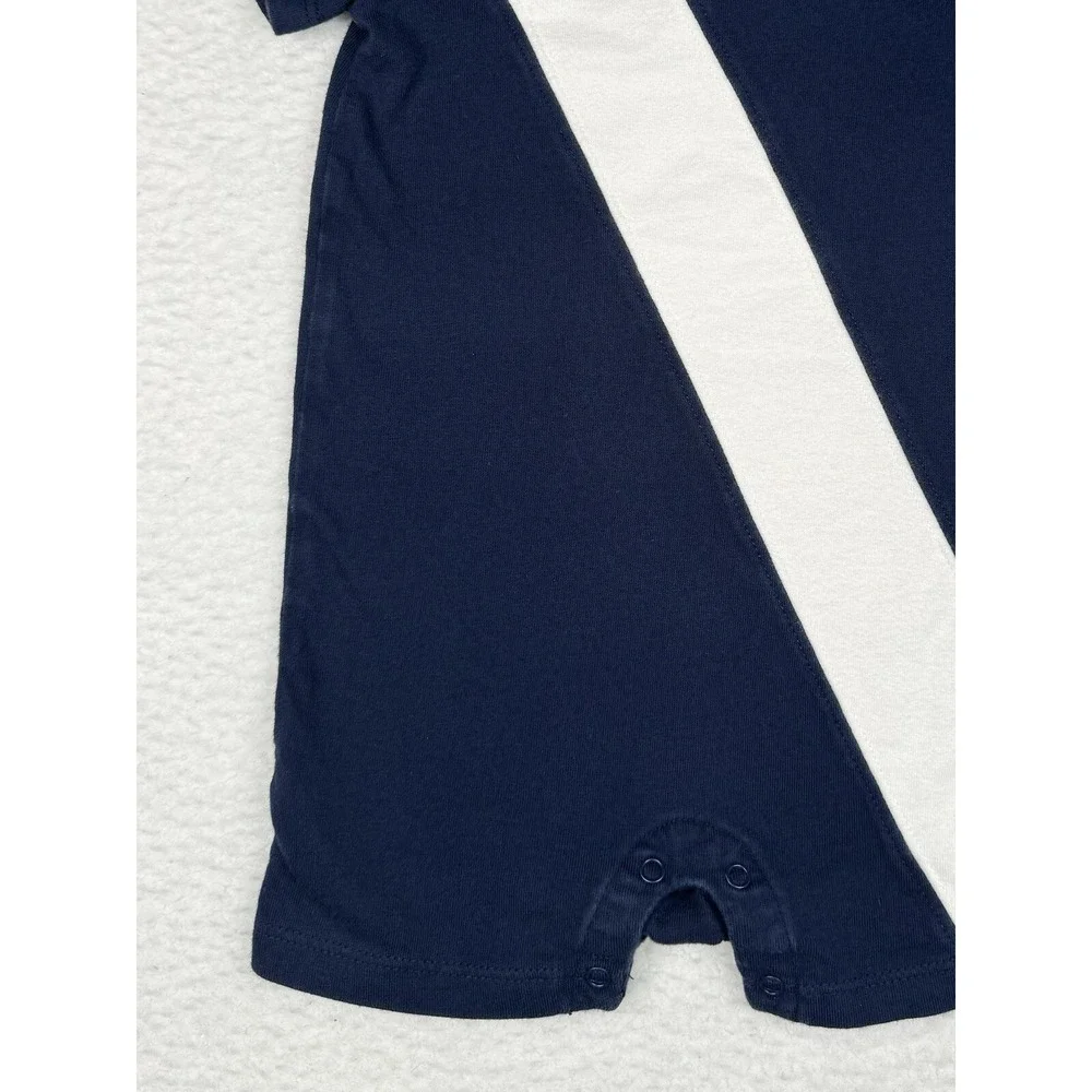 Ralph Lauren One Piece Navy Blue Dia White Stripe Crest - Toddler 9M